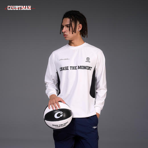 COURTMAN野球帝速干吸湿运动拼接长袖国潮宽松户外休闲情侣装T恤 商品图6