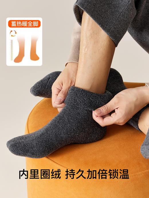 原价49.9 限时折扣29.9元【体慕】羊毛袜子男款秋冬中筒袜加绒加厚保暖毛圈袜防臭抗寒男士长袜冬天 商品图2