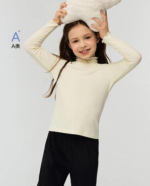 【春上新】8楼爱慕儿童Aimer Kids女孩绒绒罗纹打底衫花苞高领打底上衣AK181K021，吊牌价289元 商品图0
