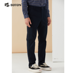 波顿男士秋冬季直筒宽松灰色棉弹休闲长裤ME825322
