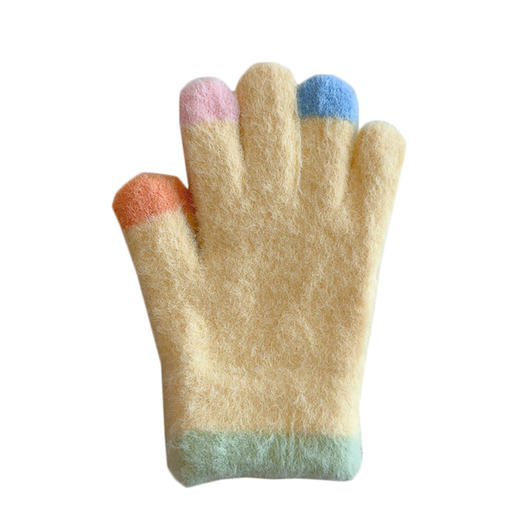 【新款】糖果马卡龙色系毛绒儿童手套 冬季防寒保暖加厚幼儿园小孩写字防冻手套 商品图4