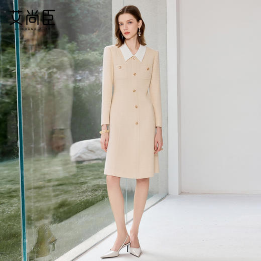 艾尚臣学院风西装连衣裙女秋冬高级感黄色职业装气质女神范套装裙 商品图1