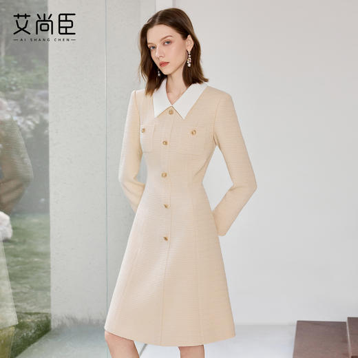 艾尚臣学院风西装连衣裙女秋冬高级感黄色职业装气质女神范套装裙 商品图2