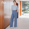 AD巨显瘦的裤子2025新款今年流行爆款蓝色衬衫搭配高腰阔腿裤套装 商品缩略图1