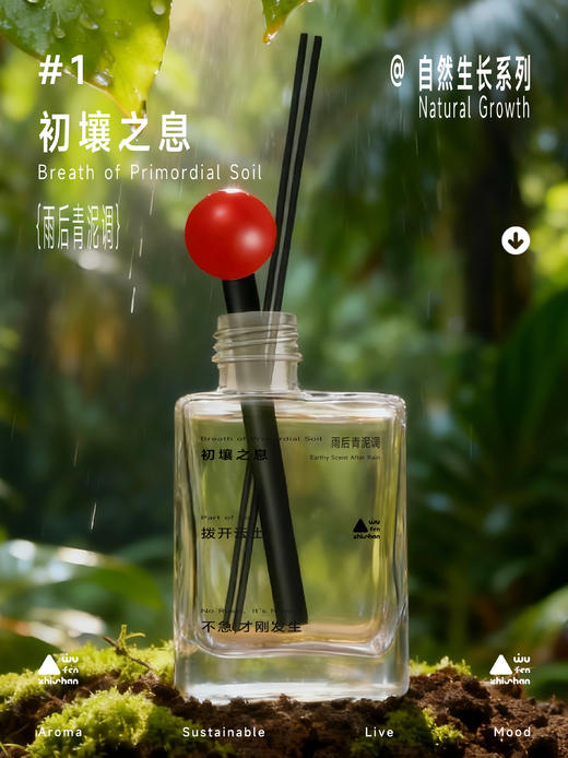 五分之山无火香薰系列2.0（初壤之息雨后青泥调/植此向上新晴木质调/刚刚红透野苹番茄调） 商品图0