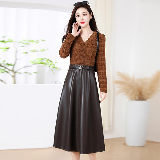 SZWY5335秋季V领法式连衣裙女2025年新款洋气修身时尚优雅实拍女装长裙子 商品图2