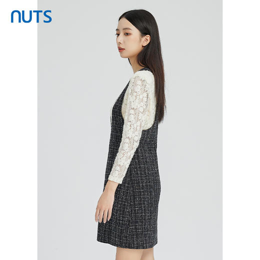 NUTS商场同款设计感小众气质蕾丝背带长袖连衣裙套装女242103356 商品图3