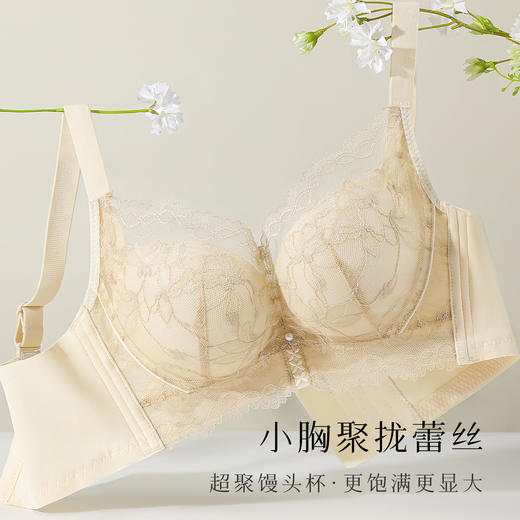 【小胸聚拢A变C】馒头杯内衣聚拢上托不空杯收副乳无钢圈文胸青花梦蝶 商品图2