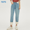 NUTS商场同款春秋季蓝色复古气质高腰卷边水洗牛仔长裤女331112215 商品缩略图3