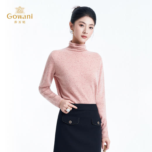 【100%山羊绒】乔万尼2025冬新品慵懒风点点小高领保暖羊绒衫ED4M823 商品图2