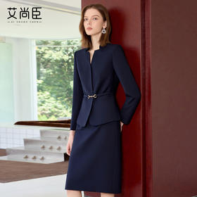 艾尚臣藏青色职业西装套装女轻奢高端商务西服正装正式场合工作服