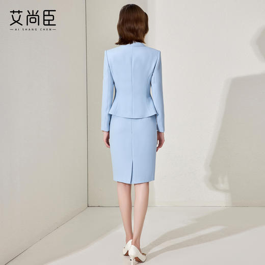 艾尚臣蓝色西装套装裙女秋季新款女神范职业装高级感职场工作服 商品图4