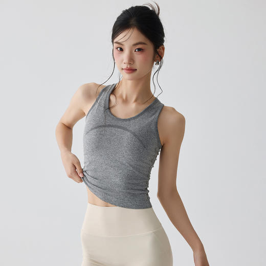 跃牌【美西西系列】新款带胸垫运动背心女高弹力工字背一体式瑜伽背心BX-275 商品图2