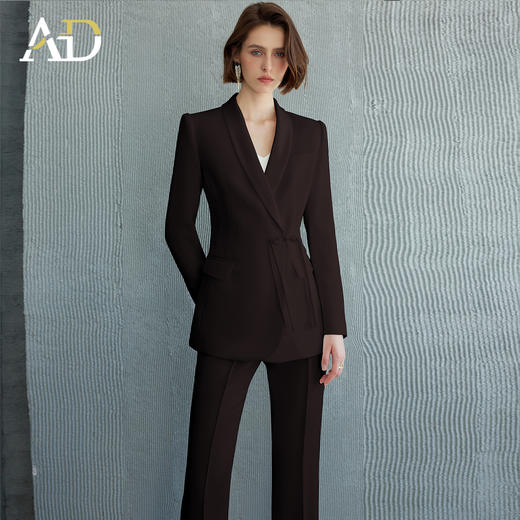 AD气质时尚红色西装套装春秋2025新款百搭通勤职业正装高腰阔腿裤 商品图3