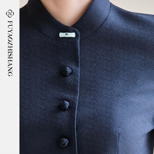 FUYAO扶摇 新中式盘扣西装套装女2025新款藏青色圆领西服中山装秋 商品图2