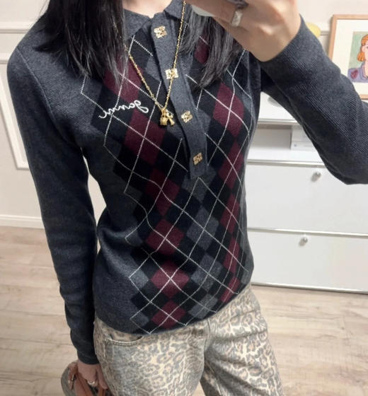 原单版本GANNI菱格polo针织衫101109 商品图6