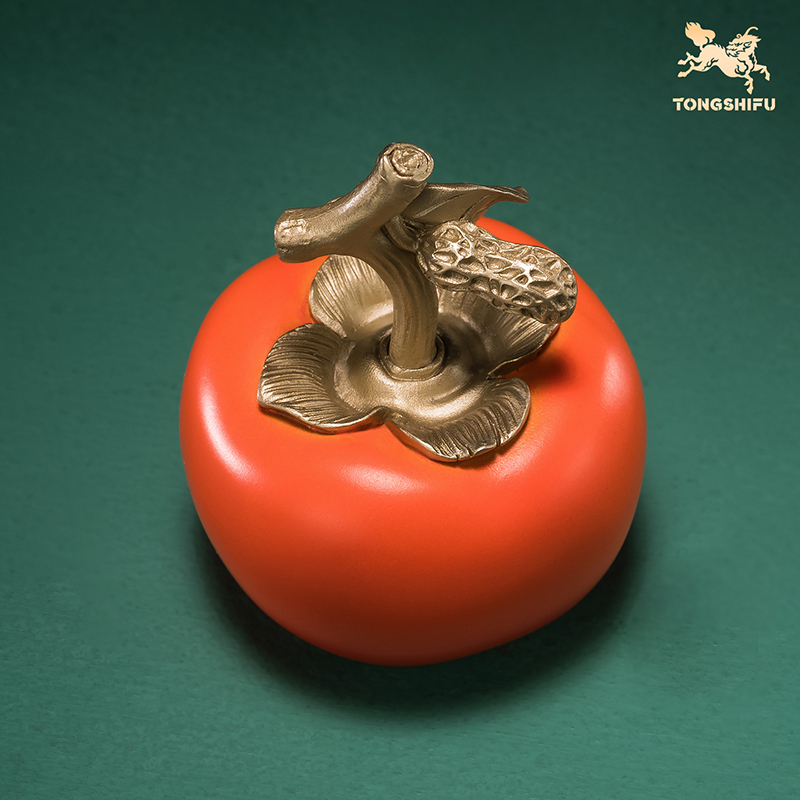 铜师傅《喜事发生》客厅桌面铜柿子摆件 家居装饰品 乔迁礼物