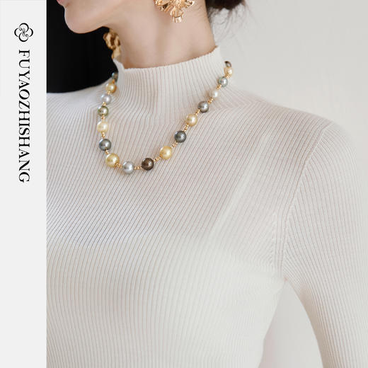 FUYAO扶摇 法式纯羊绒针织衫女新款半高领内搭上衣设计感打底衫冬 商品图2