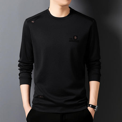 纯色男士卫衣秋冬季新款圆领中年休闲印花长袖t恤 商品图4