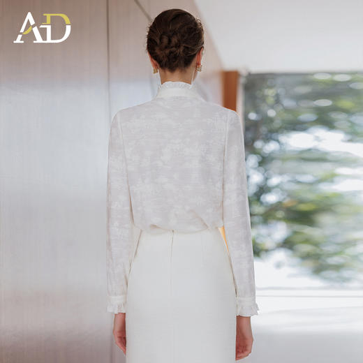 AD法式复古白色衬衫女2025新款高级感气质名媛长袖衬衣半裙两件套 商品图4