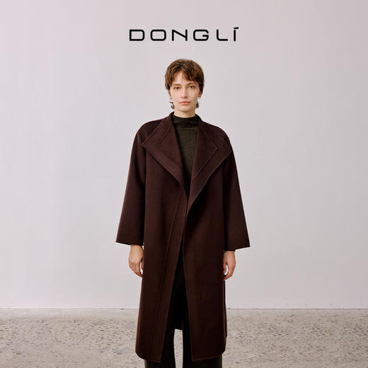 东黎 • 山羊绒女士秋冬西服翻领系带长款双面呢羊绒大衣 4A47 商品图1