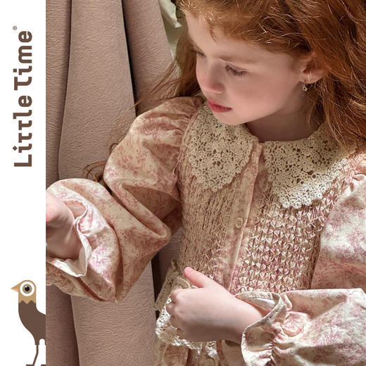 littletime女童连衣裙2025秋冬新款儿童田园碎花娃娃领公主裙 商品图3