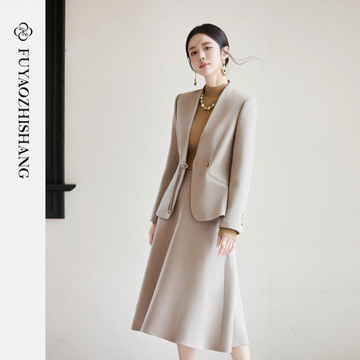 FUYAO扶摇 高级感时尚套装女精致富家千金感小香风醋酸西装两件套 商品图2