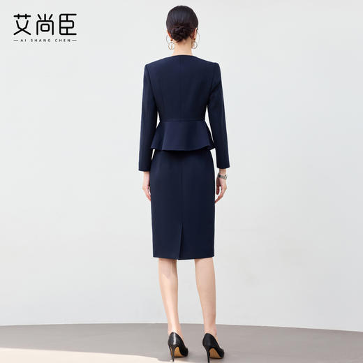 艾尚臣2025新款藏青色高级感西装套装气质时尚半裙修身显瘦工作服 商品图4