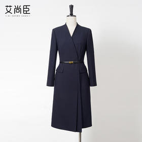 艾尚臣通勤西装连衣裙女新款藏青色职业装裙子高级感主持人工作服