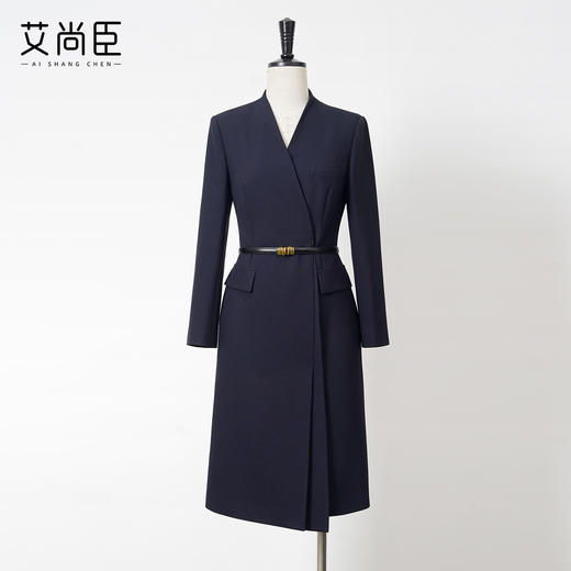艾尚臣通勤西装连衣裙女新款藏青色职业装裙子高级感主持人工作服 商品图0