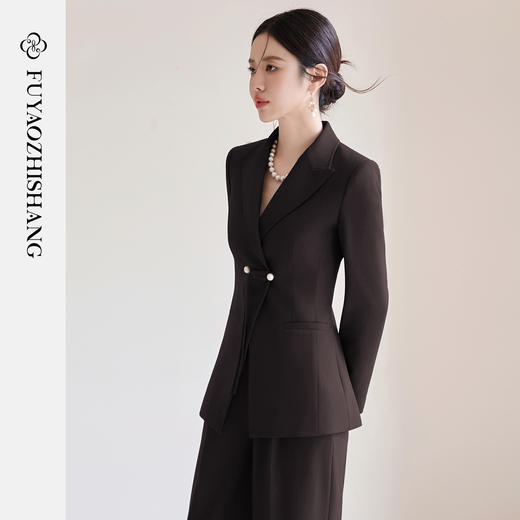 FUYAO扶摇 2025冬新款盘扣西装外套女气质通勤修身国风西服正装秋 商品图0