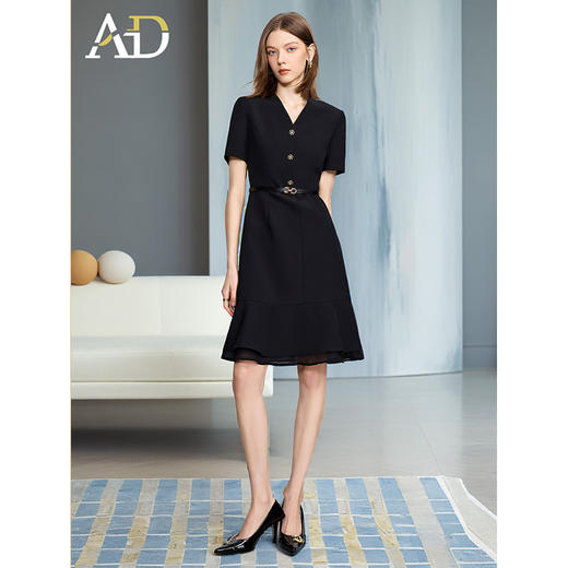 AD高端精致职业装连衣裙女正式场合轻奢双层纱夏季珠宝店工作服 商品图3