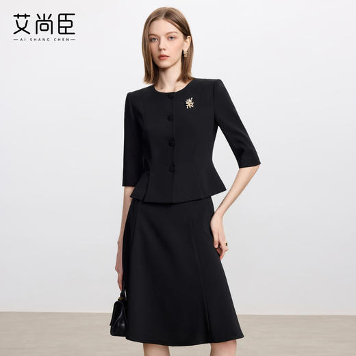 艾尚臣黑色西装套装女新款醋酸高级感西服外套重要场合职业正装秋 商品图0