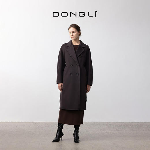 东黎 • 小山羊绒女士秋冬经典801双面尼翻领中长款大衣 4594 商品图2