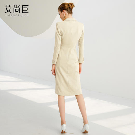 艾尚臣杏色西装连衣裙女早秋新款通勤连身裙气质高端职业装A字裙 商品图4