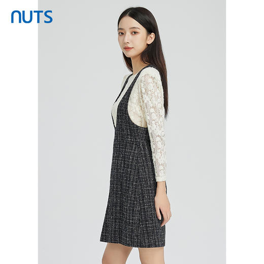 NUTS商场同款设计感小众气质蕾丝背带长袖连衣裙套装女242103356 商品图1