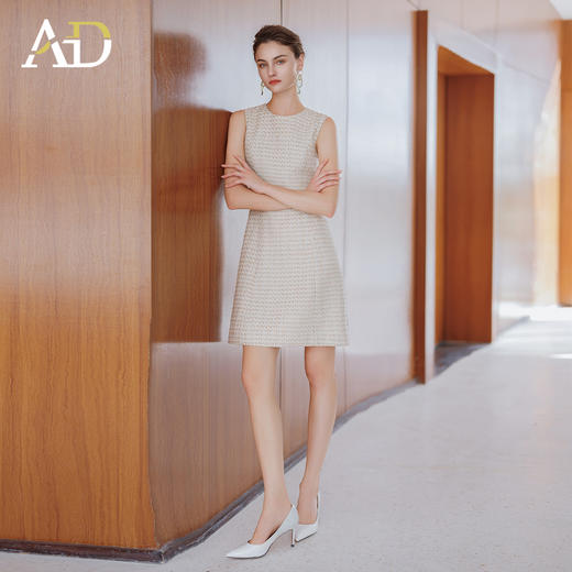 AD特别漂亮掐腰小裙子女2025新款无袖内搭小香风背心裙毛呢连衣裙 商品图2