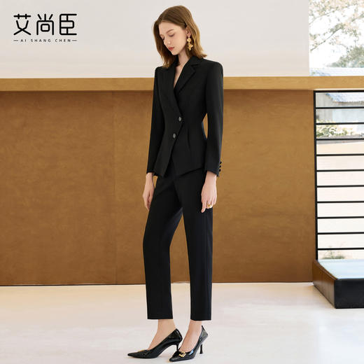 艾尚臣黑色西装套装女秋正式场合端庄套装轻职场通勤穿搭西服外套 商品图1