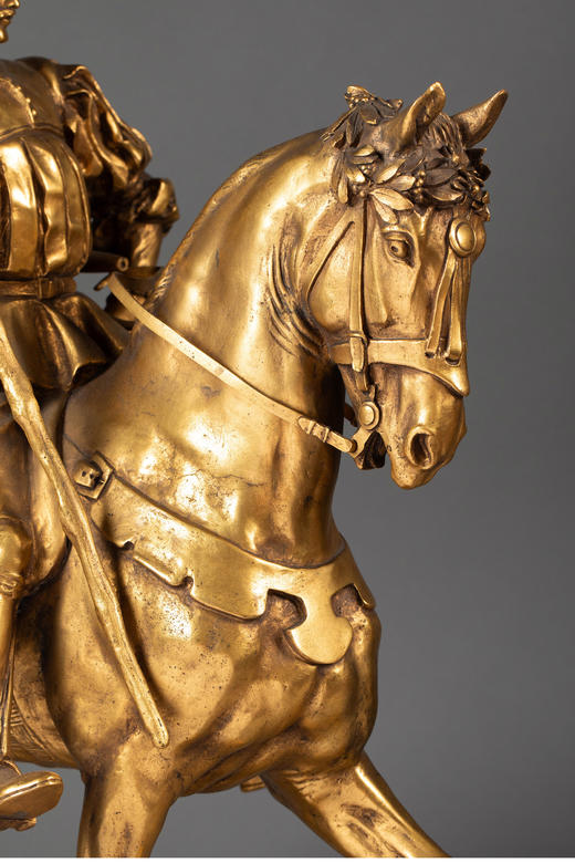 独角鹿西洋古董 19世纪法国雕塑家Emmanuel Frèmiet创作出品「圣人胡贝图斯 St. Hubertus」主题铜鎏金精雕杰作 商品图6