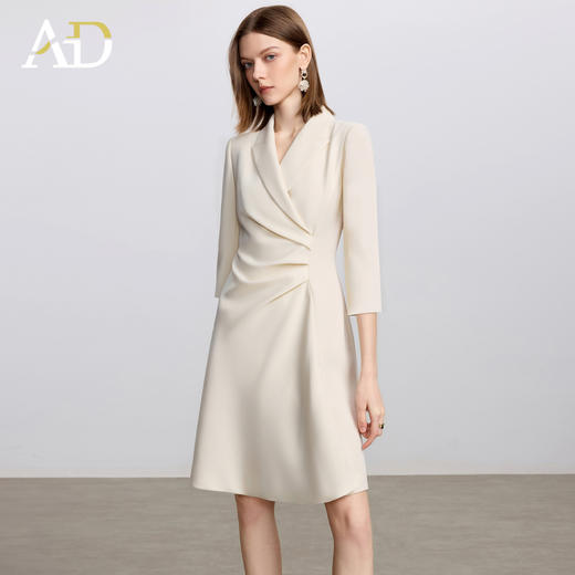 AD戗驳领优雅干练西装连衣裙女2025新款通勤裙子女七分袖职业装 商品图4