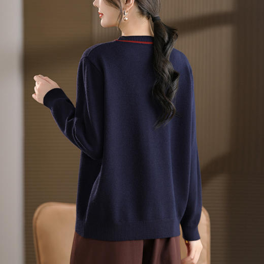 CC 28-1590蝴蝶结圆领针织衫气质上衣 商品图3