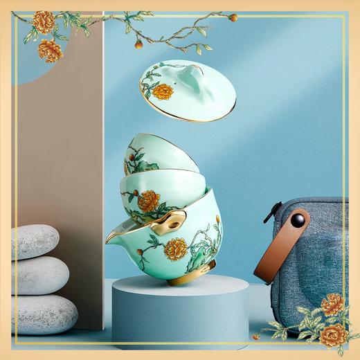 【6F】玛戈隆特玉堂富贵.大方无隅.4头行云山石茶具（莲子青） 商品图1