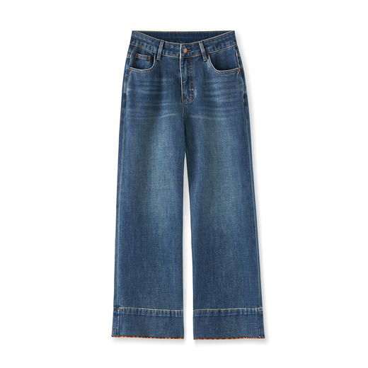 「高货wl」全新升级【铂金会员257/天猫339/差价82】(05906)洛诗琳法式时髦直筒阔腿裤2025秋季重工刺绣边高腰九分裤 商品图4