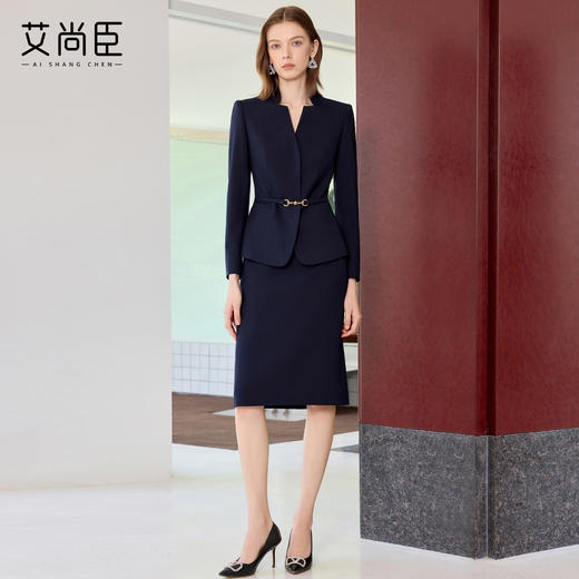 艾尚臣藏青色职业西装套装女轻奢高端商务西服正装正式场合工作服 商品图1