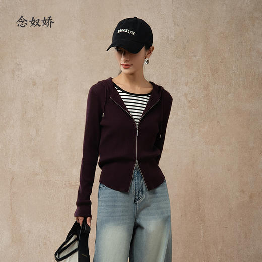 【商场同款】CNR5898 “ 动感开衫 ” 上身显瘦10斤 双向拉链两色开衫 大弹力针织衫 商品图3