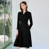 艾尚臣黑色西装连衣裙女早秋小黑裙收腰显瘦大摆裙售楼部工作服 商品缩略图0