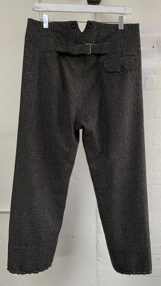 John Alexander Skelton 25AW 棕褐细格纹羊毛单褶直筒裤 商品图8
