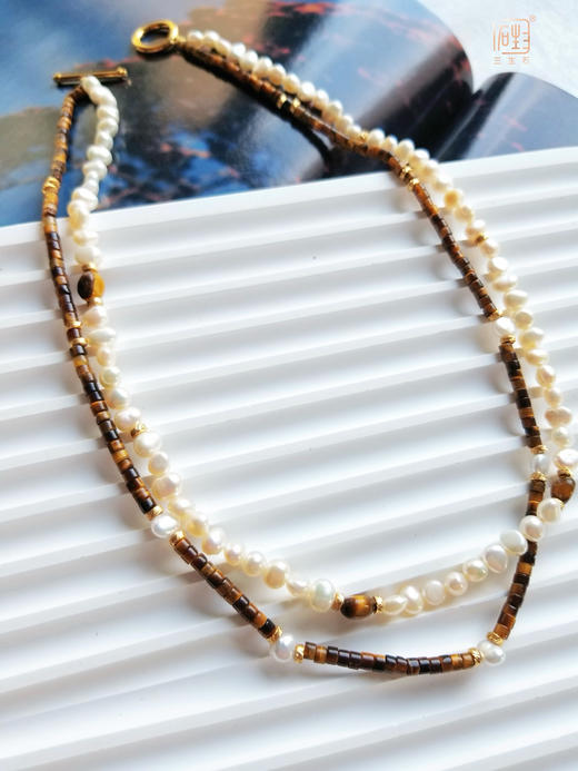 三生石美拉德色系 虎睛石巴洛克珍珠设计项链 商品图6