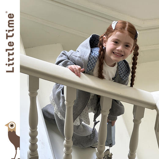 littletime女童套装2025秋新款儿童学院miu系长袖卫衣长裤两件套 商品图1