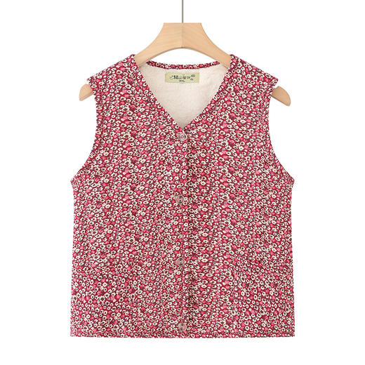 FW M07加绒坎肩妈妈碎花加棉加厚贴片保暖背心带口袋 商品图4